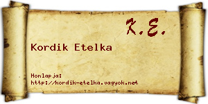 Kordik Etelka névjegykártya